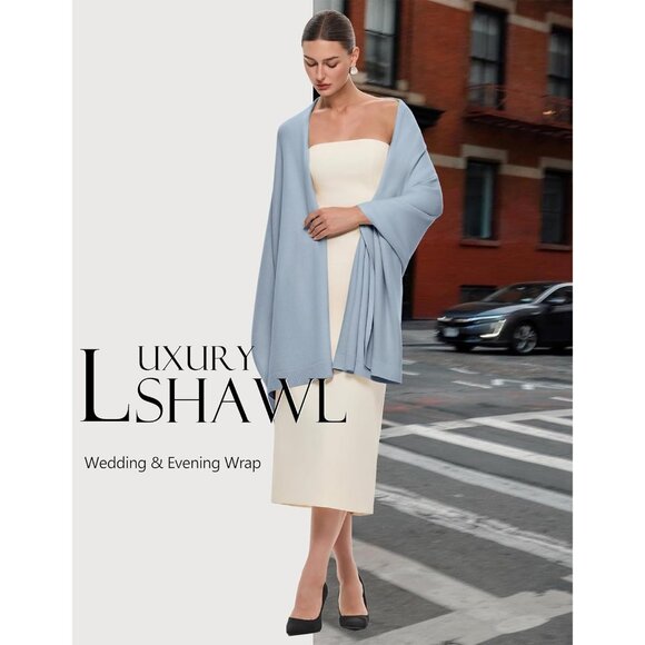 Women's Blue Luxury Silk Satin Scarf Shawl Wrap Elegant And Stylish Accessory - Picture 5 of 7